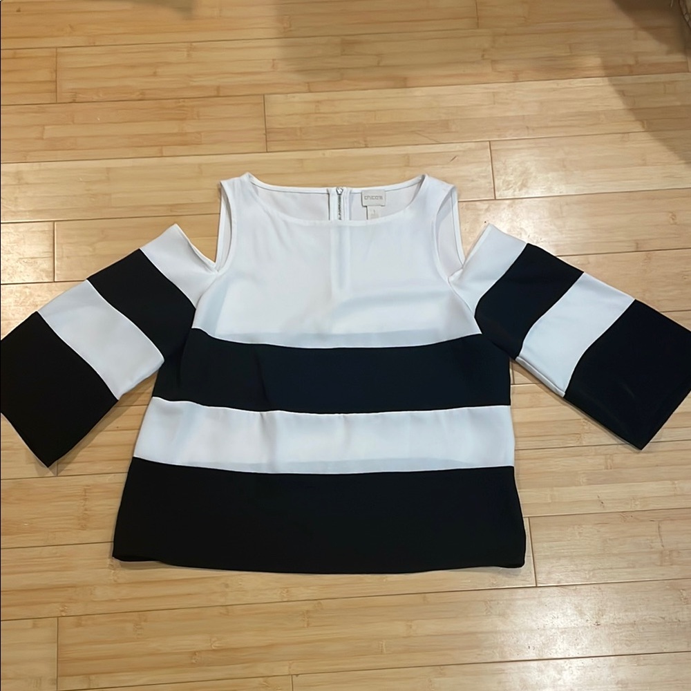 Chico’s Black and White Striped Women's Top